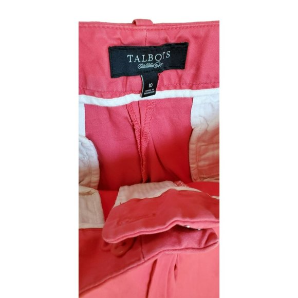 Talbots Signature Coral Pink Women's Summer Cropped Ankle Pants Size 10 - Picture 2 of 3